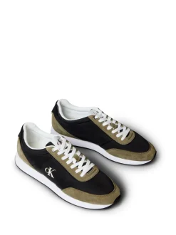 Calvin Klein Green Suede Mix Signature Logo Runner Trainers