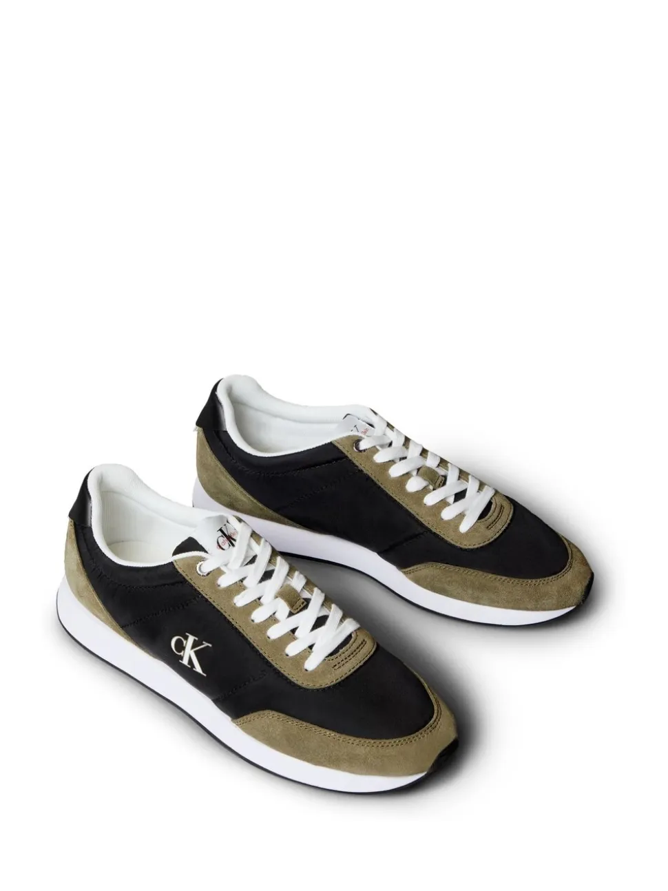 Calvin Klein Green Suede Mix Signature Logo Runner Trainers