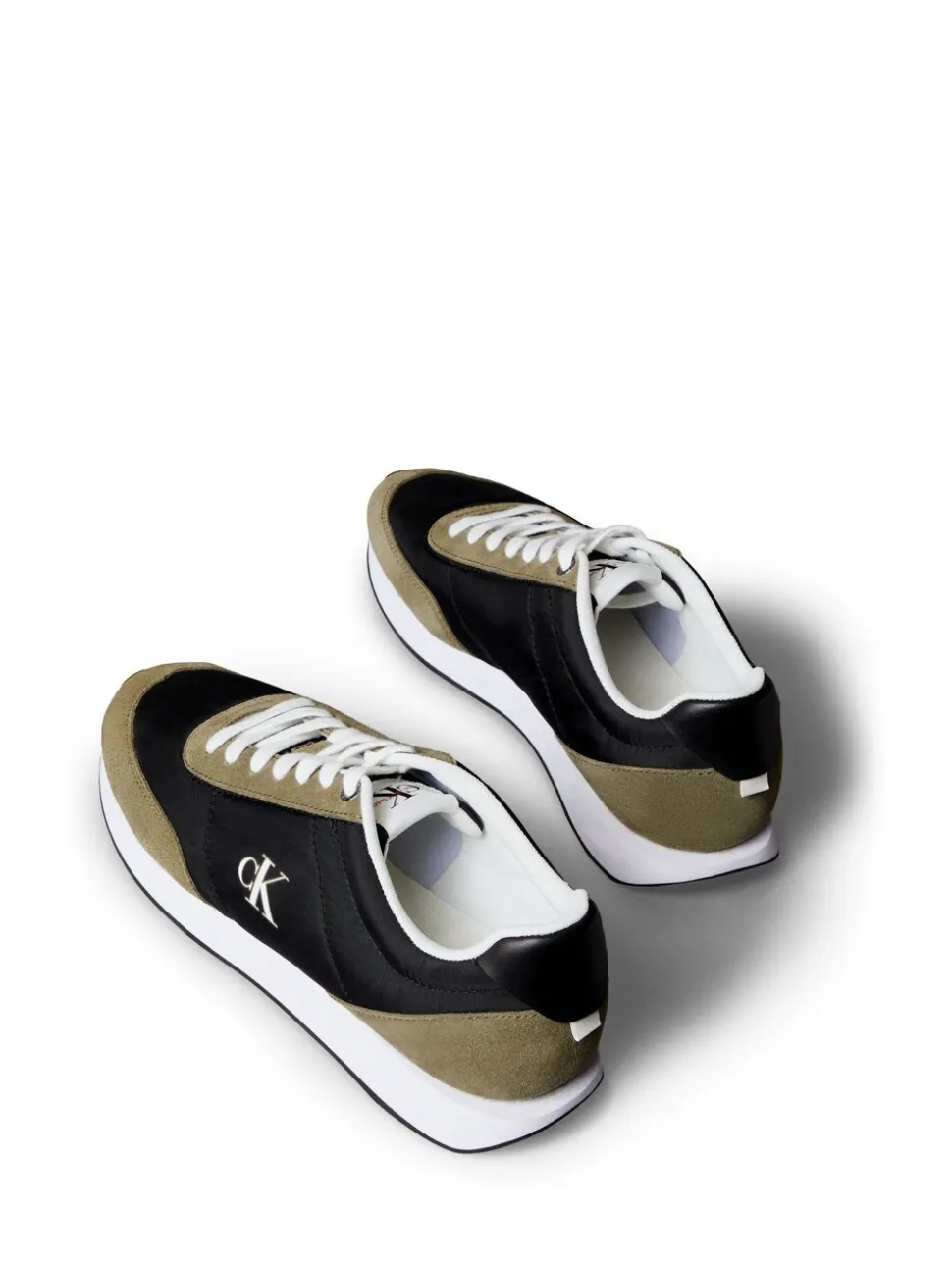 Calvin Klein Green Suede Mix Signature Logo Runner Trainers