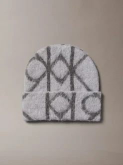 Calvin Klein Grey Warm Wool Blend Logo Beanie
