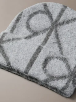 Calvin Klein Grey Warm Wool Blend Logo Beanie