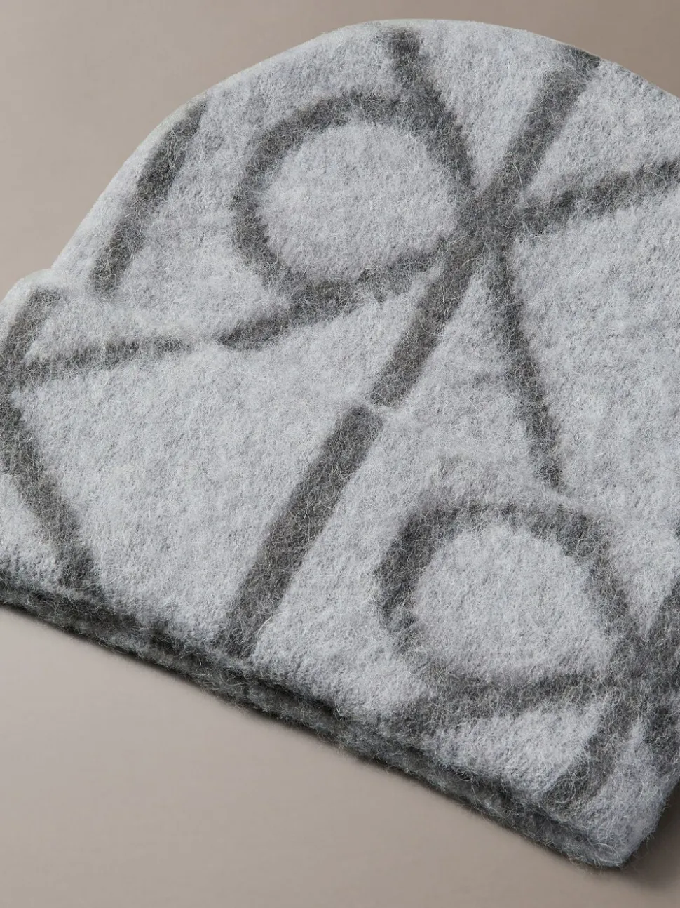 Calvin Klein Grey Warm Wool Blend Logo Beanie
