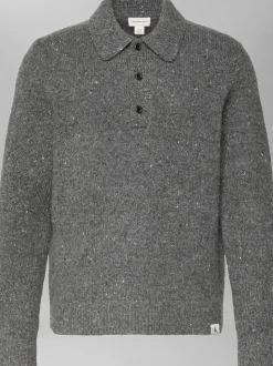 Calvin Klein Grey Wool Blend Relaxed Polo Jumper