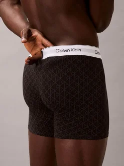 Calvin Klein Logo Print Black/Blue/Grey Icon Cotton Stretch Boxer Briefs 3 Pack