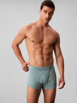 Calvin Klein Navy/Blue All Over Print/Grey Cotton Jersey Boxer Trunks 3 Pack