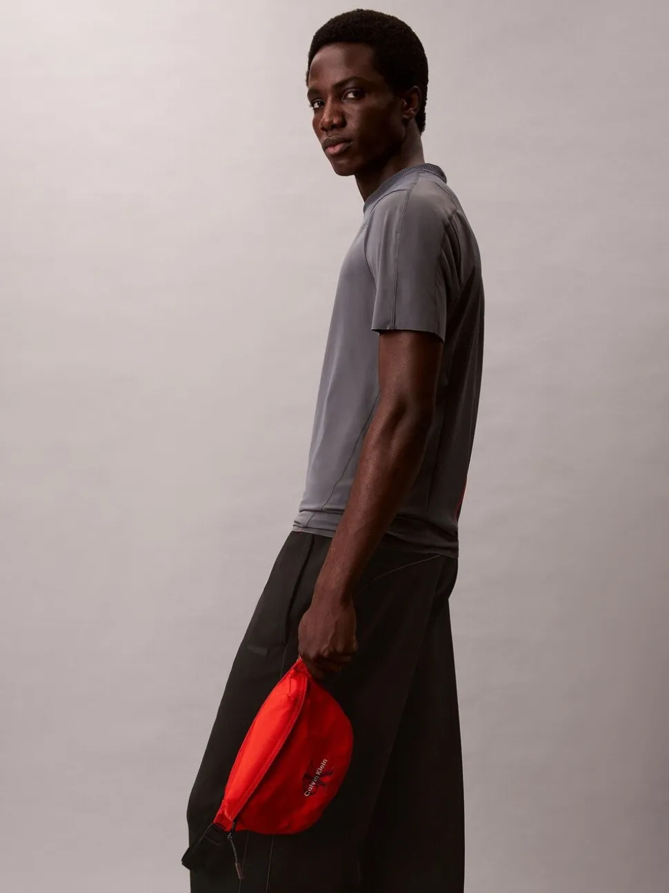 Calvin Klein Orange Nylon Monogram Logo Waistpack