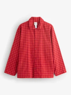 Calvin Klein Red Flannel Lounge Button-Down Trousers Set