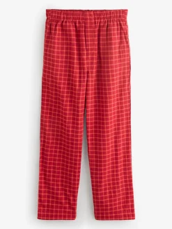 Calvin Klein Red Flannel Lounge Button-Down Trousers Set