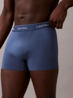 Calvin Klein Tonal Blue/Cream/Pink Cotton Stretch Boxer Trunks 3 Pack
