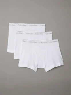 Calvin Klein White Tonal Cotton Jersey Boxer Trunks 3 Pack