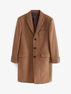 Camel Signature Soft Touch Wool Rich Italian Fabric Epsom Overcoat With Cashmere