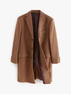 Camel Signature Soft Touch Wool Rich Italian Fabric Epsom Overcoat With Cashmere