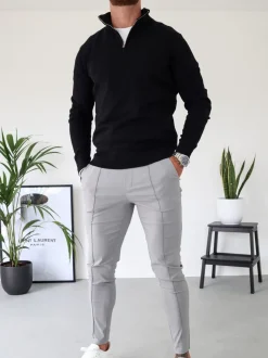 CAPO Black Egyptian Cotton Quarter Zip Sweatshirt