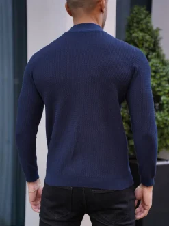 CAPO Blue Twist Cotton Quarter Zip Jumper