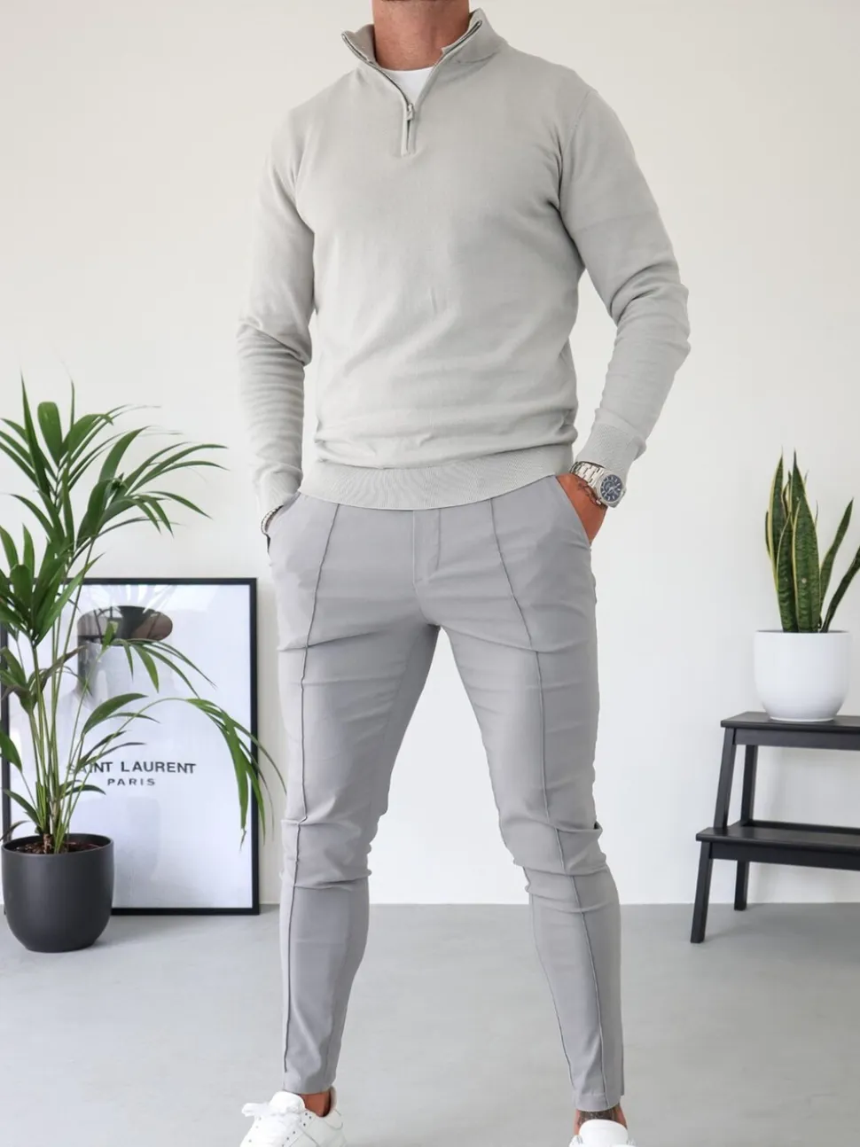 CAPO Natural Egyptian Cotton Quarter Zip Sweatshirt