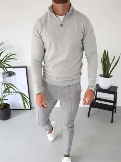 CAPO Natural Egyptian Cotton Quarter Zip Sweatshirt