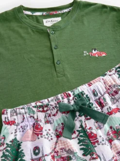 Cath Kidston Green Christmas House Long Sleeve 100% Cotton Pyjamas
