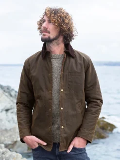 Celtic & Co. Mens Waxed 100% Cotton Brown Overshirt