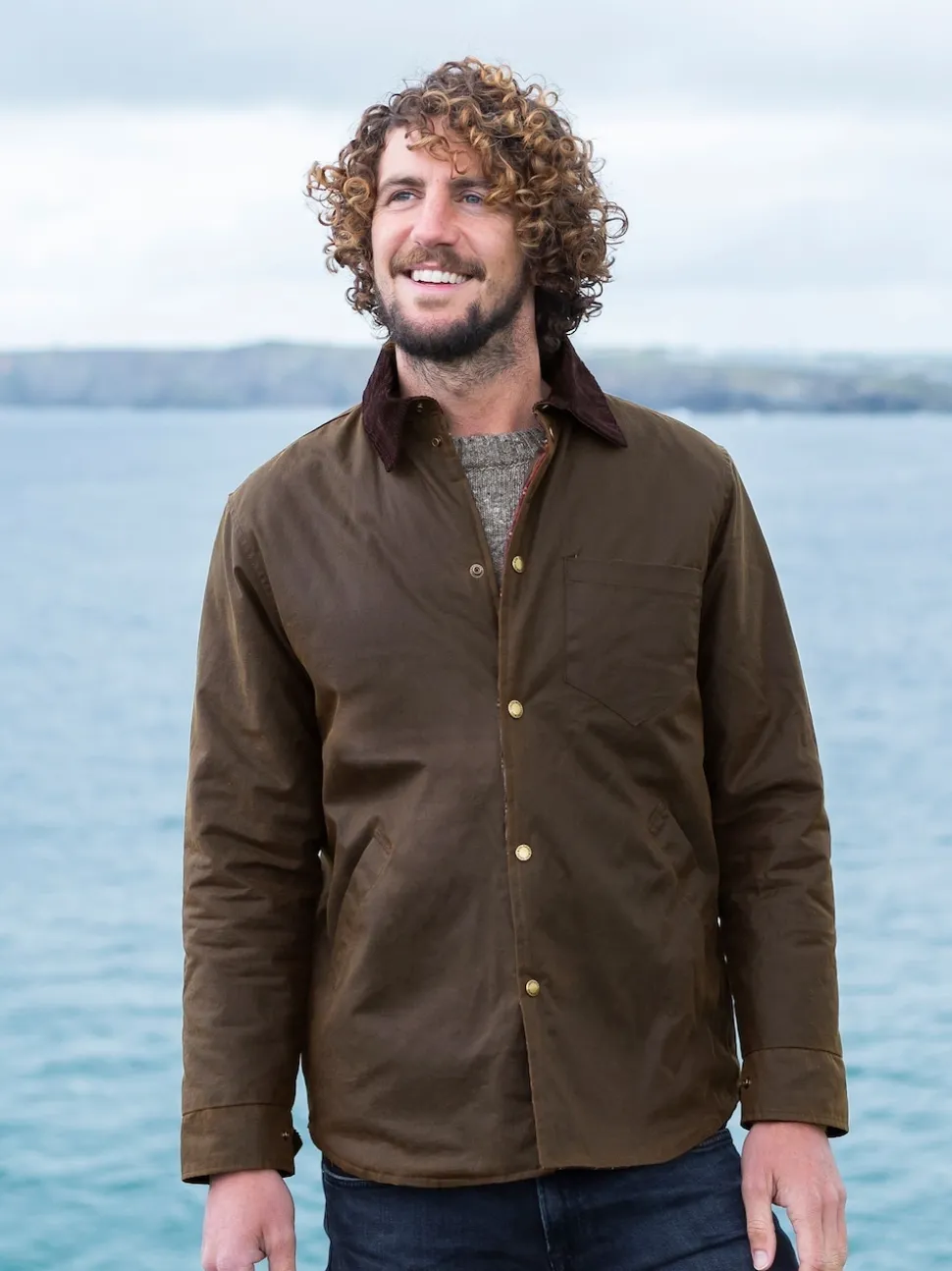 Celtic & Co. Mens Waxed 100% Cotton Brown Overshirt