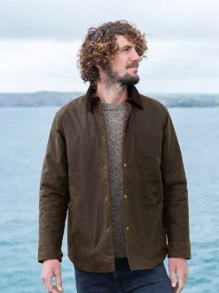 Celtic & Co. Mens Waxed 100% Cotton Brown Overshirt