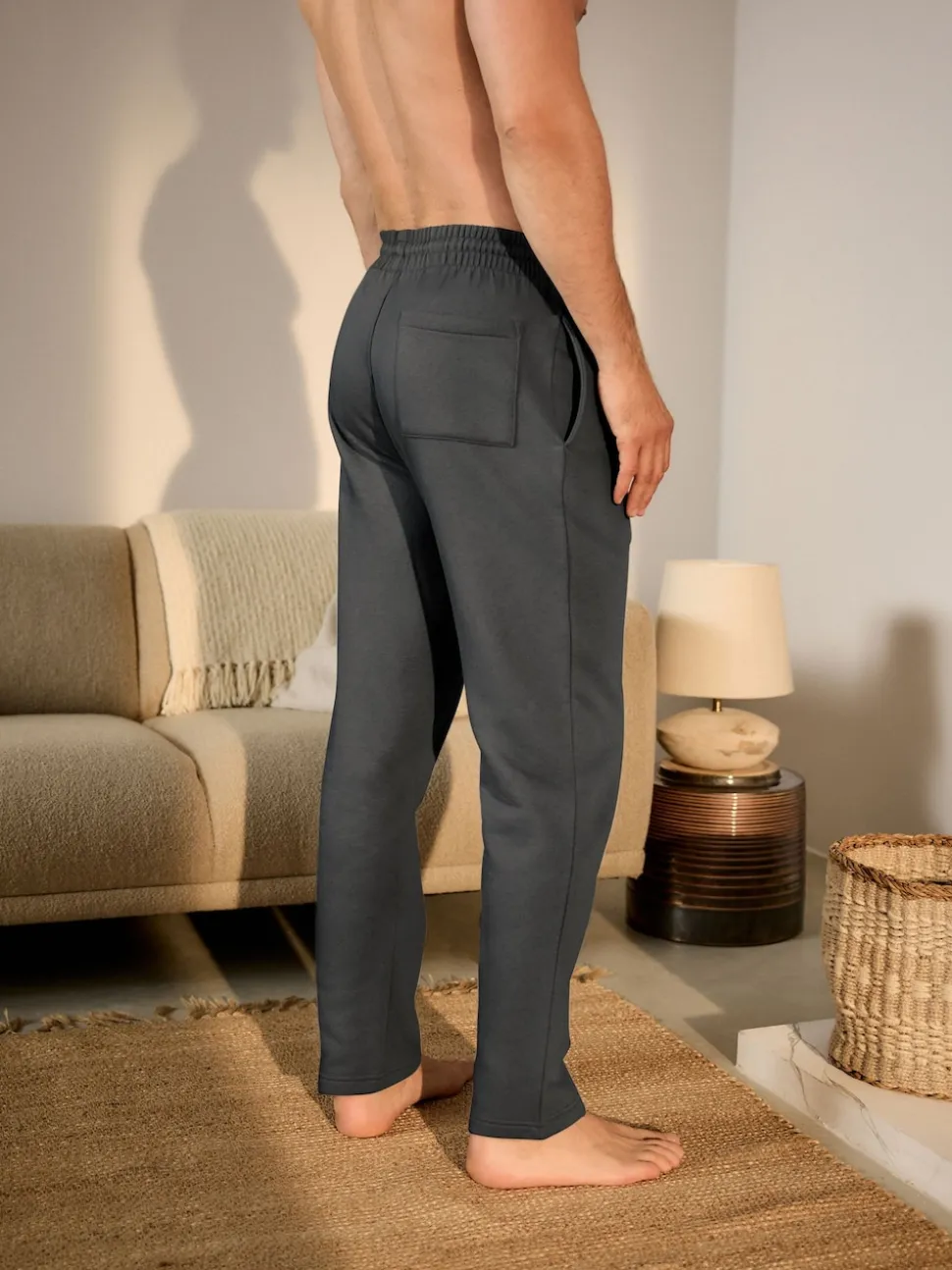 Charcoal Grey Brushback Heavyweight Open Joggers