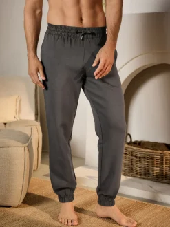 Charcoal Grey Cuffed Brushback Heavyweight Open Joggers