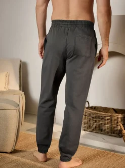 Charcoal Grey Cuffed Brushback Heavyweight Open Joggers