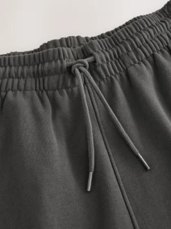 Charcoal Grey Cuffed Brushback Heavyweight Open Joggers