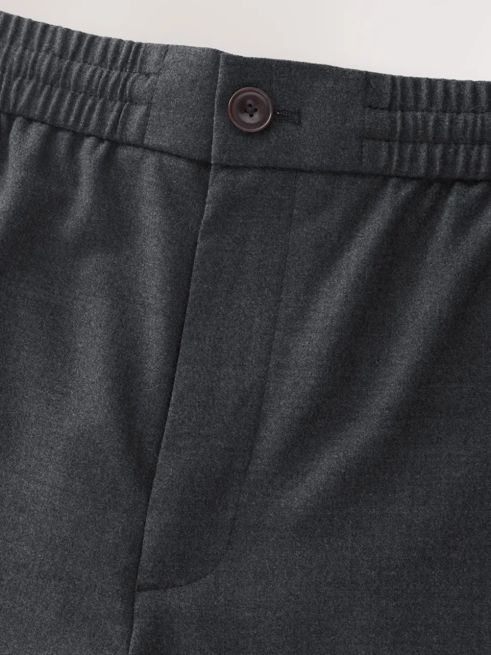 Charcoal Grey Elasticated Waist Wool Rich Textured Formal Trousers