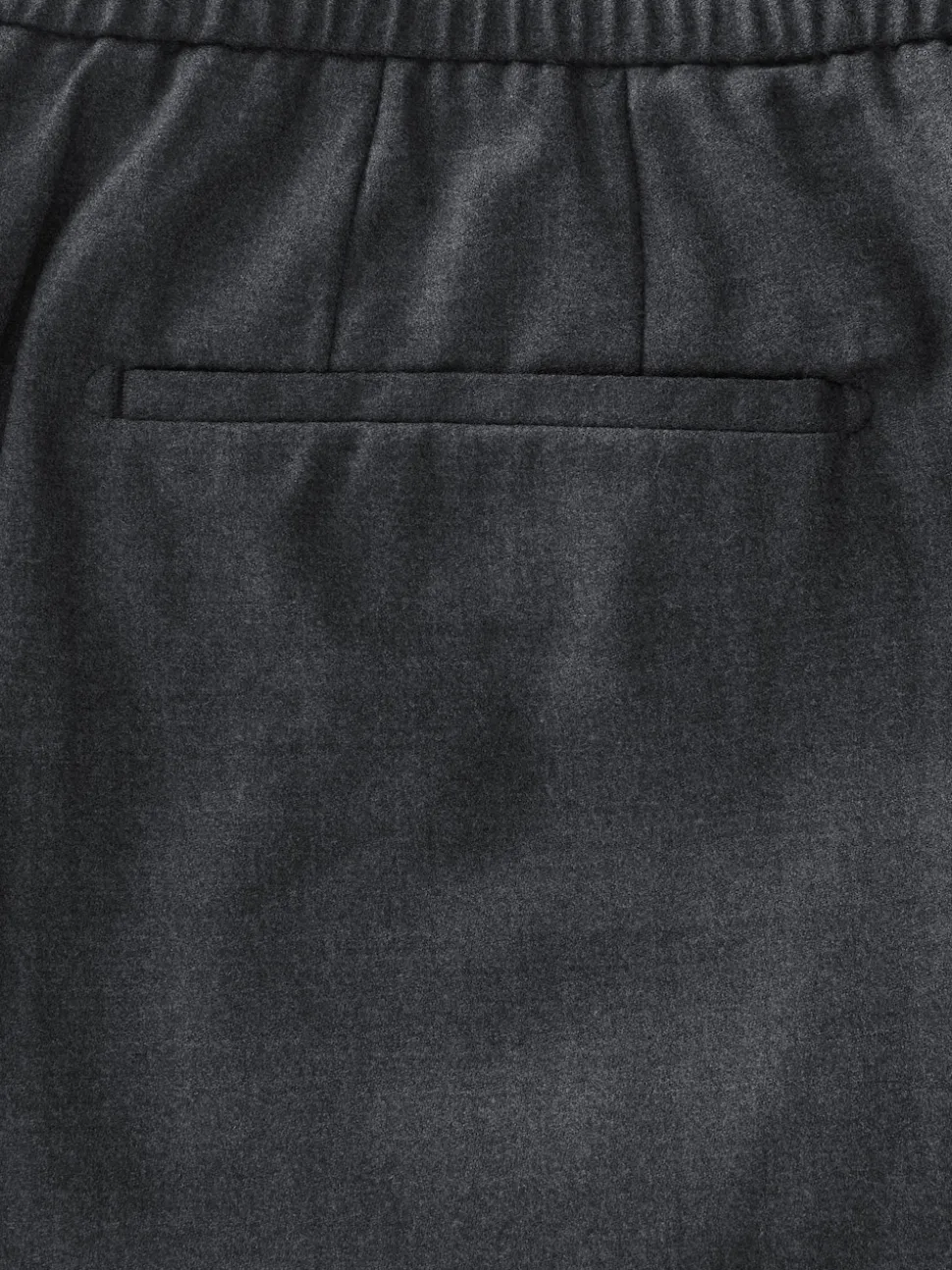 Charcoal Grey Elasticated Waist Wool Rich Textured Formal Trousers