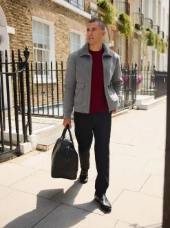 Charcoal Grey Faux Suede Borg Lined Jacket