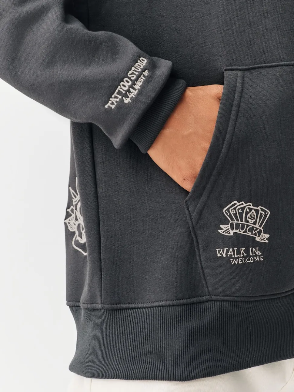 Charcoal Grey Graphic Print Hoodie