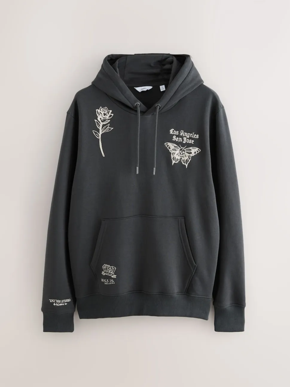 Charcoal Grey Graphic Print Hoodie