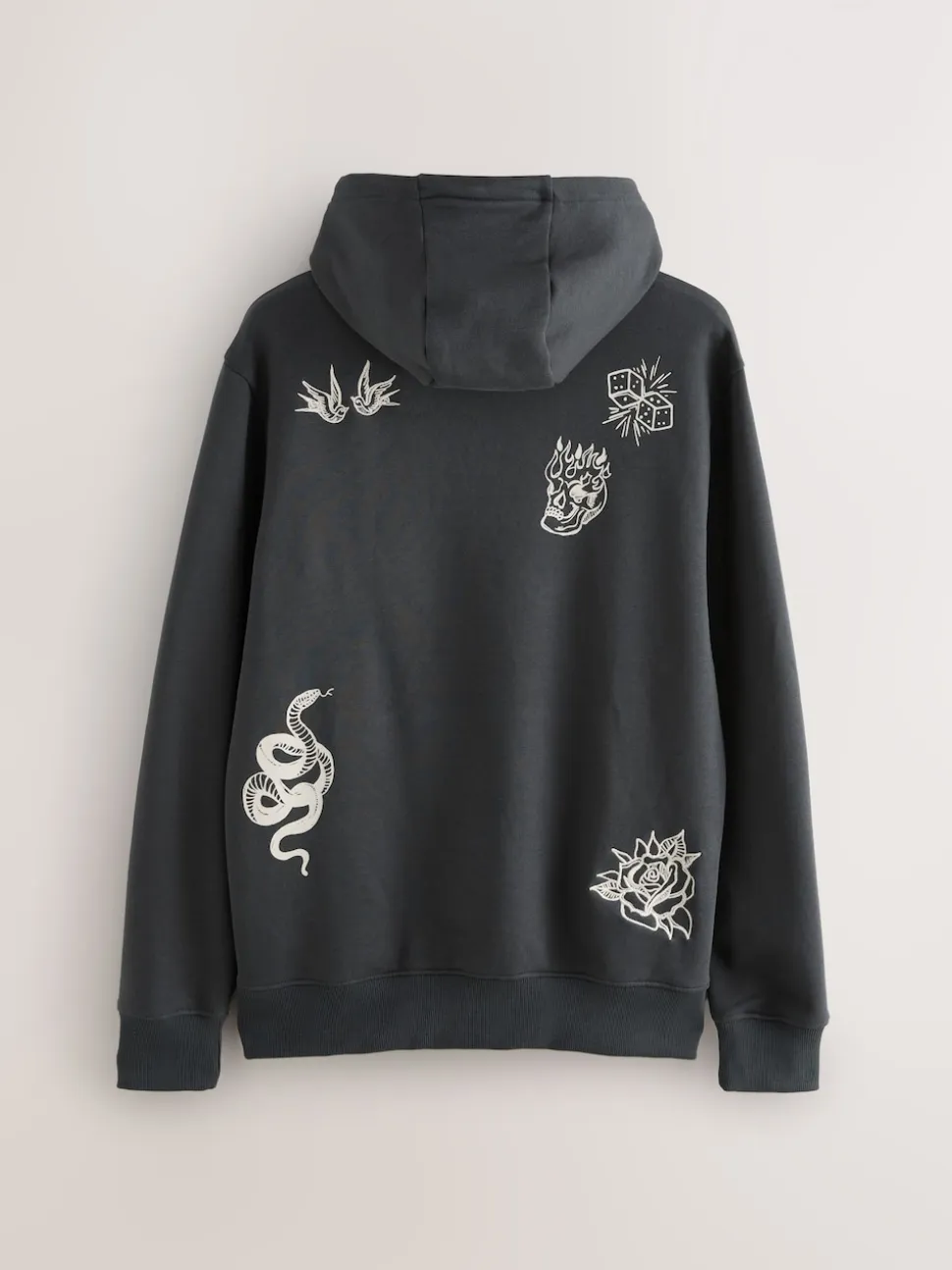 Charcoal Grey Graphic Print Hoodie