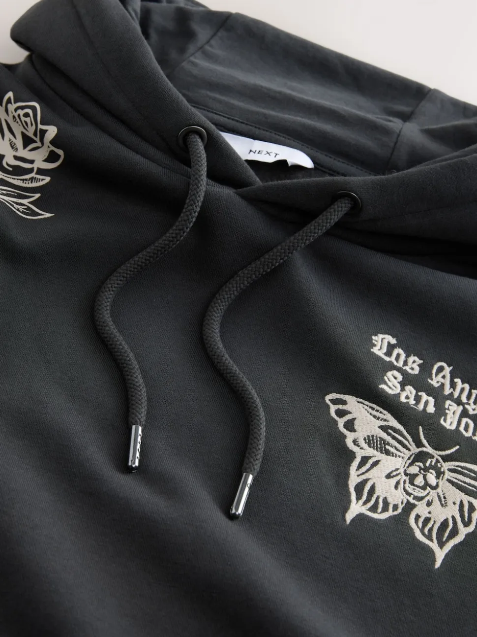 Charcoal Grey Graphic Print Hoodie