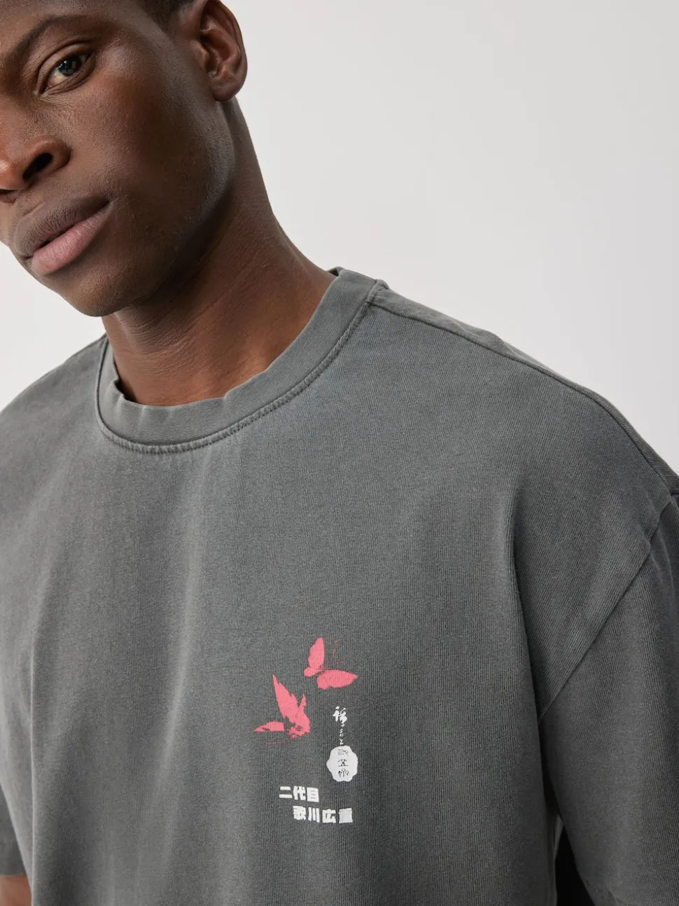 Charcoal Grey Hiroshige Relaxed Fit Artist License T-Shirt