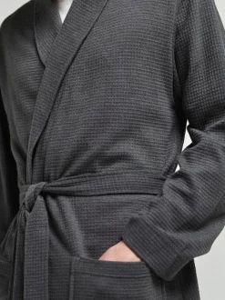 Charcoal Grey Lightweight Waffle Dressing Gown