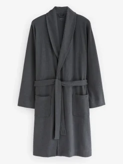 Charcoal Grey Lightweight Waffle Dressing Gown
