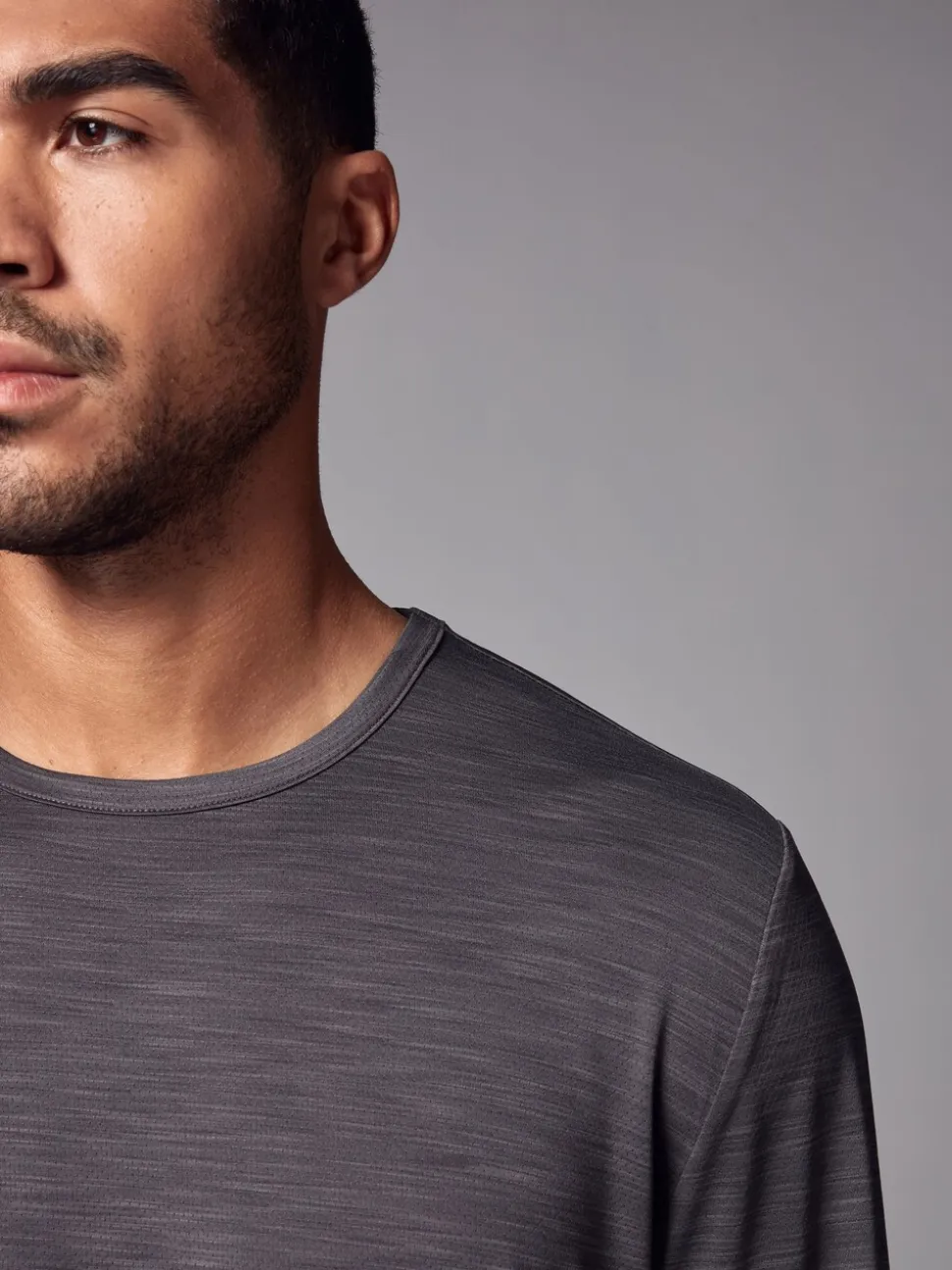 Charcoal Grey Long Sleeve Tee Active Gym Training Top