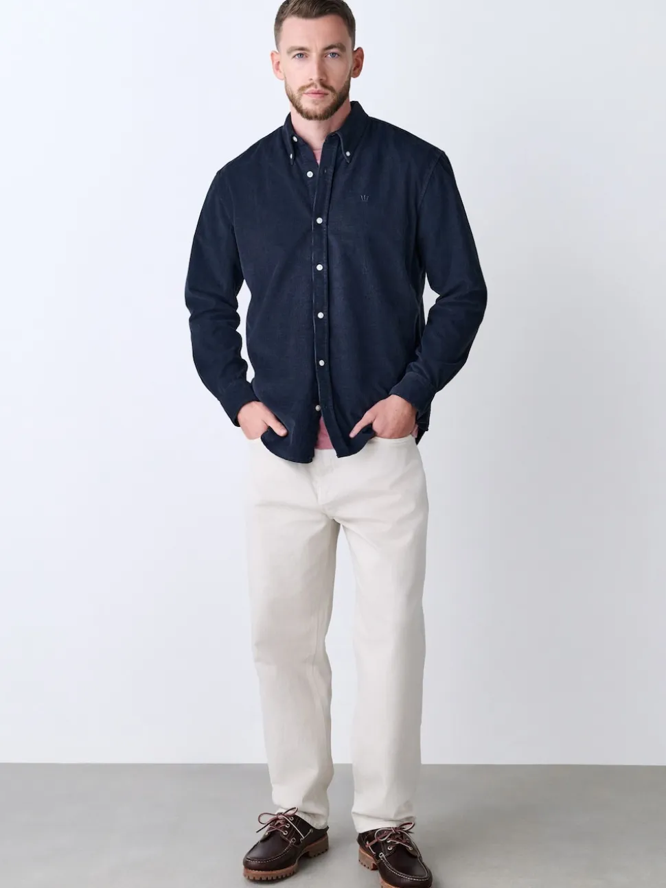 Charcoal Grey Long Sleeve Cord Shirt