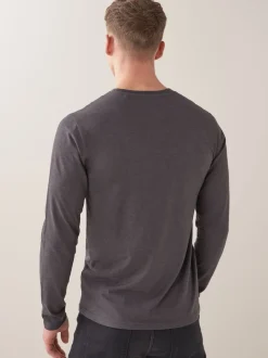 Charcoal Grey Marl Slim Fit Long Sleeve Crew Neck T-Shirt