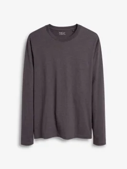 Charcoal Grey Marl Slim Fit Long Sleeve Crew Neck T-Shirt
