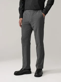 Charcoal Grey Muscle Fit Elasticated Waist Motionflex Stretch Smart Trousers