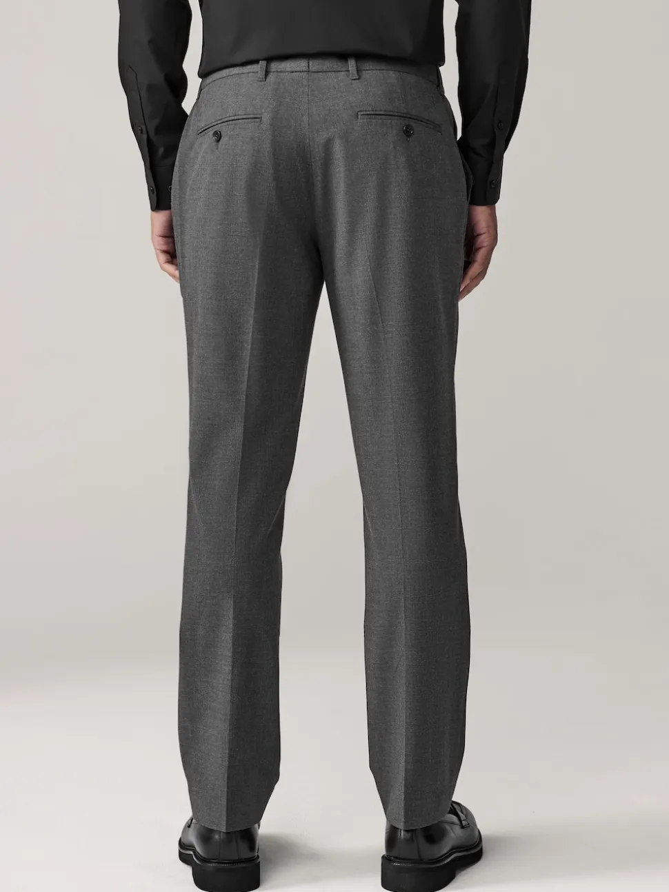Charcoal Grey Muscle Fit Elasticated Waist Motionflex Stretch Smart Trousers