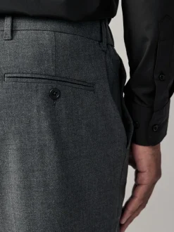 Charcoal Grey Muscle Fit Elasticated Waist Motionflex Stretch Smart Trousers