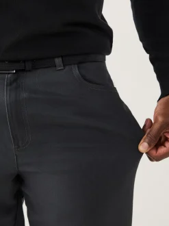 Charcoal Grey Muscle Fit Smart Brushed Cotton TENCEL™ Lyocell Blend Chinos With Belt