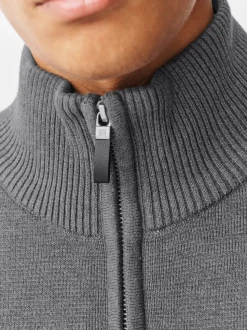 Charcoal Grey Plain N.Premium Regular Fit 100% Cotton Premium Quarter Zip Jumper
