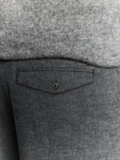 Charcoal Grey Regular Fit Smart Brushed Cotton Textured Trousers