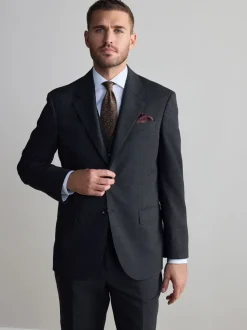Charcoal Grey Regular Fit Signature Nova Fides 100% Italian Wool Suit Jacket