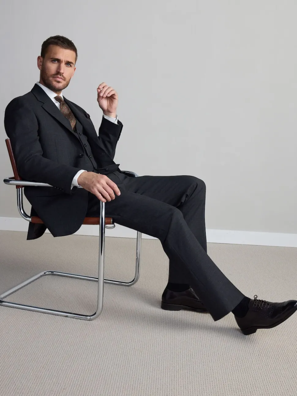 Charcoal Grey Regular Fit Signature Nova Fides 100% Italian Wool Suit Jacket
